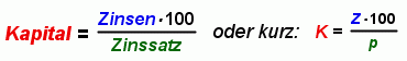 Formel f&uuml;r das Kapital